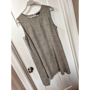 Eileen‎ Fisher Chevron Print Tinsel Sleeveless A-Line Dress Cream Black Size XL